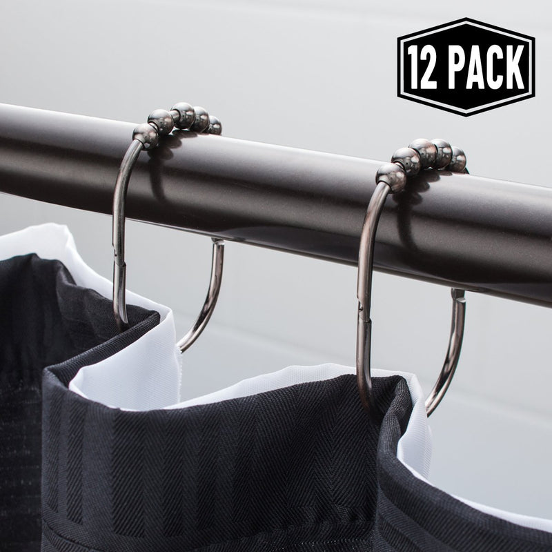 2LB Depot Wide Shower Curtain Rings / Hooks Set, Decorative Oil Rubbed Bronze Finish, Easy Glide Rollers, 100% Rustproof Stainless Steel, Set of 12 Rings for Shower Rods - NewNest Australia