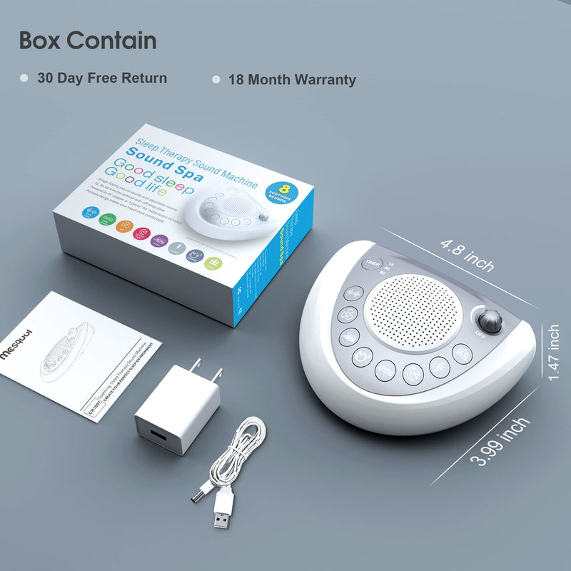 White Noise Sound Machine for Sleeping Baby Kid Adult Office Privacy with 24 Soothing Sounds, Portable Sleep Machine White Noise Fan Natural Sound, Battery & Plug, Timer, 2 USB Charger, Headphone Jack Sliver - NewNest Australia