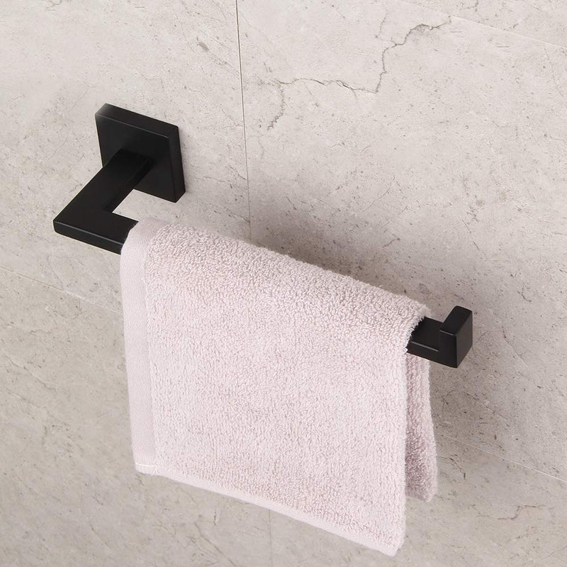 GERZWY SUS 304 Stainless Steel Bathroom Hardware Set Matte Black Towel Ring and Toilet Paper Holder Bath Hardware Accessories Sets Wall Mounted IG1856-2BK - NewNest Australia