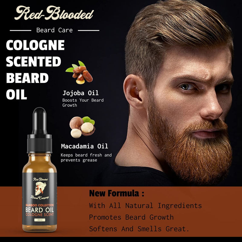 Red-Blooded Cologne Scented Beard Oil for Men - And helps your beard and skin look, feel and smell irresistible - Vegan - NewNest Australia