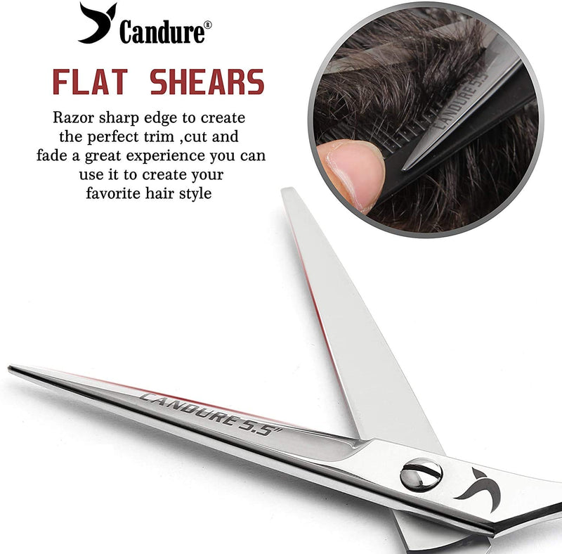 Candure Hairdressing Scissor Hairdresser thinning Scissor Set - 5.5 Inch Hair Cutting and Hair Scissor with Comb and Pouch - for Men, Women, Children and Professional Barbers 2 Count (Pack of 1) Silver - NewNest Australia
