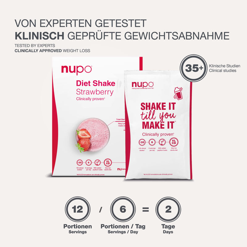 NUPO Diet Shake Strawberry – Premium Diet Shakes for Weight Loss I Clinically Proven Meal Replacement Shake for Efficient Weight Reduction I 12 Servings I Very Low-Calorie Diet, Gluten Free, GMO Free 384 g (Pack of 1) - NewNest Australia