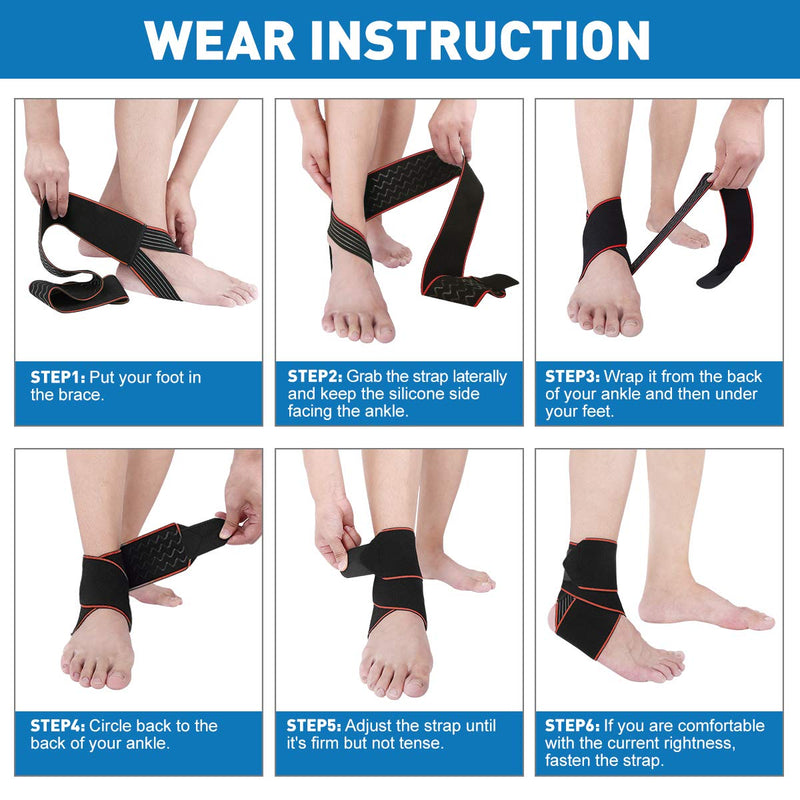 WASPO Ankle Support Brace - Adjustable Ankle Brace Wrap Strap for Sports Protect, Plantar Fasciitis, Achilles tendonitis, Ligament Damage, Injury Recovery, One Size for Men Women 1 PC Orange Orange-1pc - NewNest Australia