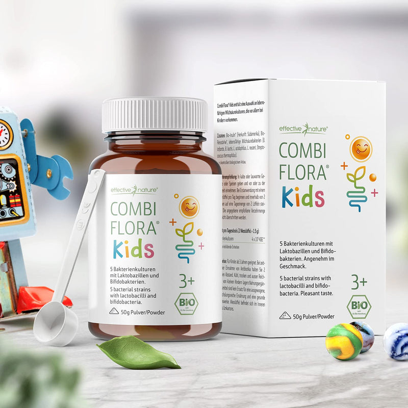 Combi Flora Kids Bio - 50 g - With Bifidobacterium & Lactobacillus for children - Powder with measuring spoon - With 5 bacterial strains for children aged 3 and over - NewNest Australia