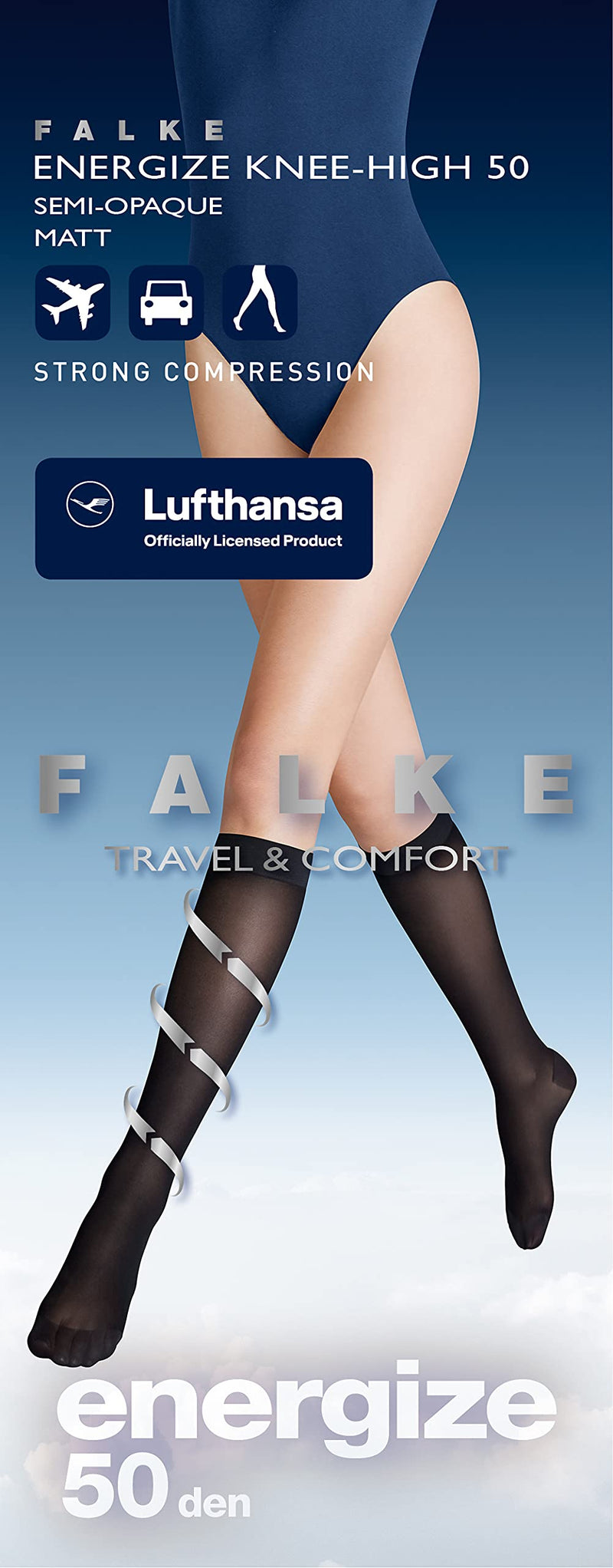 Falke Lufthansa Travel & Comfort Women'S Energize 50 Den Knee Socks Semi-Opaque Compression Pressure-Free Comfort Waistband Long Trips Sitting Better Blood Circulation Fine Soft Material 1 Pair - NewNest Australia