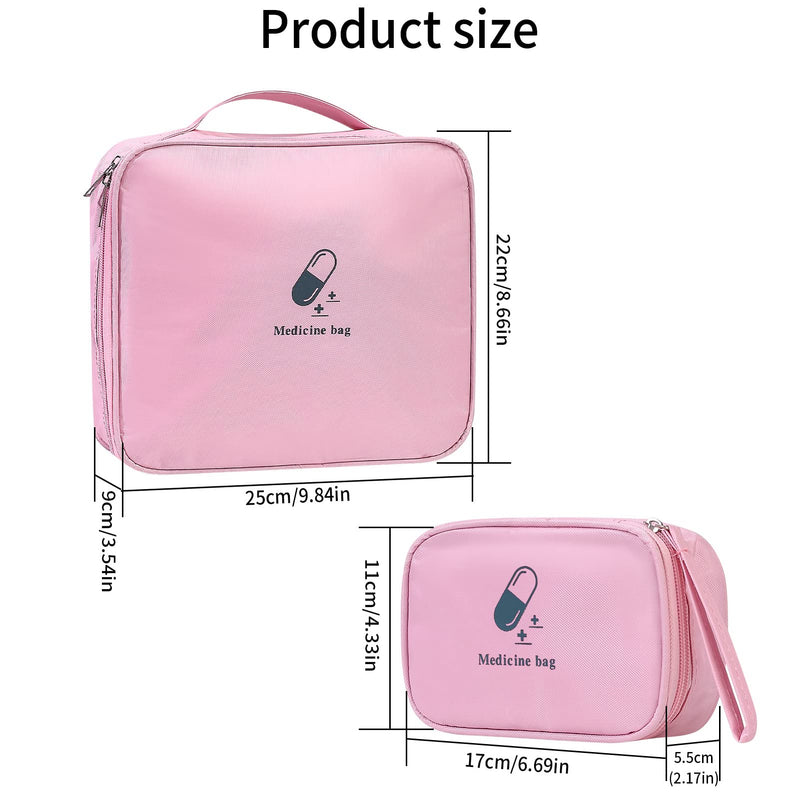 2 Pcs First Aid Kit Bags, Portable Travel Empty Medical Medical Medicine Bags, Small/Large First Aid Emergency Organizer Bags Waterproof for Outdoor Camping Travel Work Bags - Pink (White) (Pink) - NewNest Australia