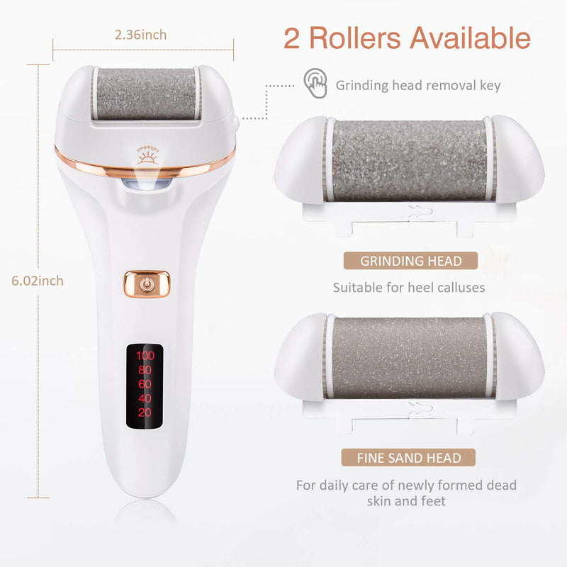 Electric Foot File, Norbase Premium Pedicure Set Foot Rasp Rechargeable Callus and Hard Skin Remover with 2 Rollers and 2 Speeds for Dry Dead Hard Cracked Skin - NewNest Australia