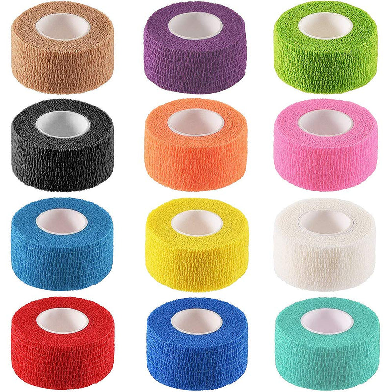 Noverlife 12 Colors Non-wonven Self Adhesive Bandage Wrap for Finger Guard Nail Protector, 2.5cm x 4.5m / 1" x 5yd Waterproof Cohesive Elastic Tape Sports Fixing Band Stretch Wrap - NewNest Australia