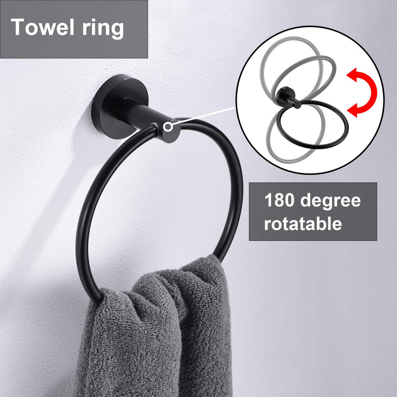 Matte Black Toilet Paper Holder and Hand Towel Ring Set 2 Pieces Bathroom Hardware Accessories Set SUS304 Stainless Steel Heavy Duty Wall Mounted Bathroom Holder Matte Black - NewNest Australia