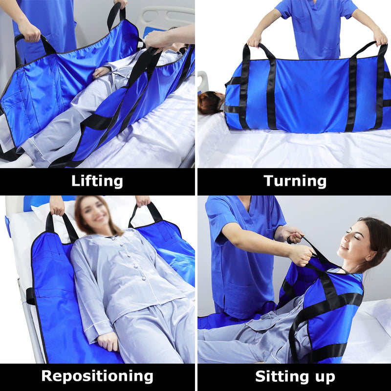 [Hole] Transfer Board For Patient Lifter, Patient Transfer Board With Eight Handles, Suitable For Overweight People, Elderly People And Patients Who Need To Be Transferred (Blue 48 X 40 Inches) - NewNest Australia