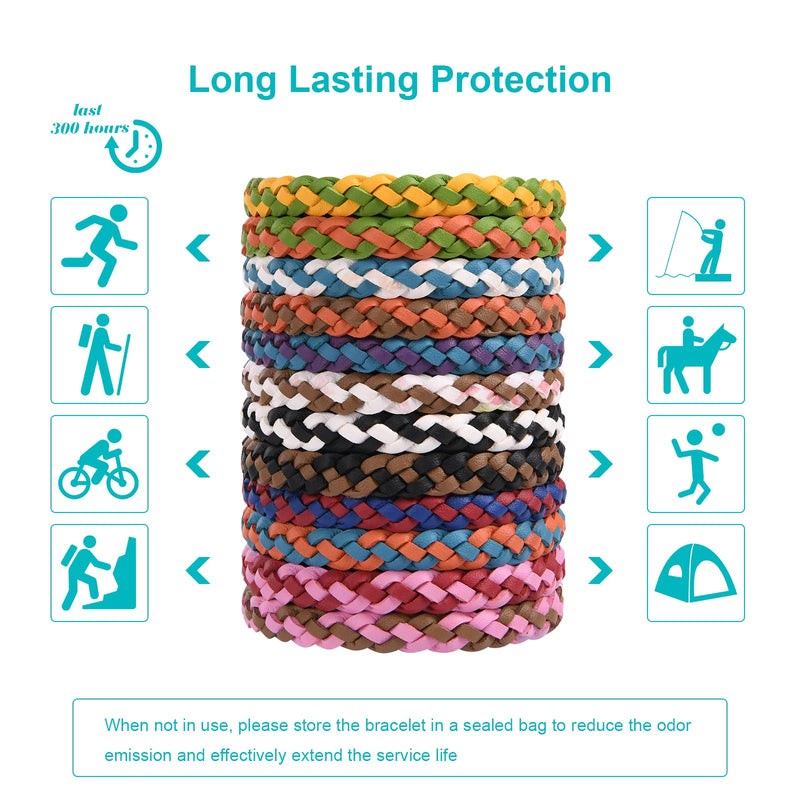 OSDUE 12 Pack Mosquito Repellent Bracelet, Waterproof Anti-Mosquito Wristbands, Adjustable Leather & EVA, DEET-Free Natural Wristbands for Adults, Kids & Babies, 300 Hour Insect Repellent Protection Multicolor (Leather) - NewNest Australia