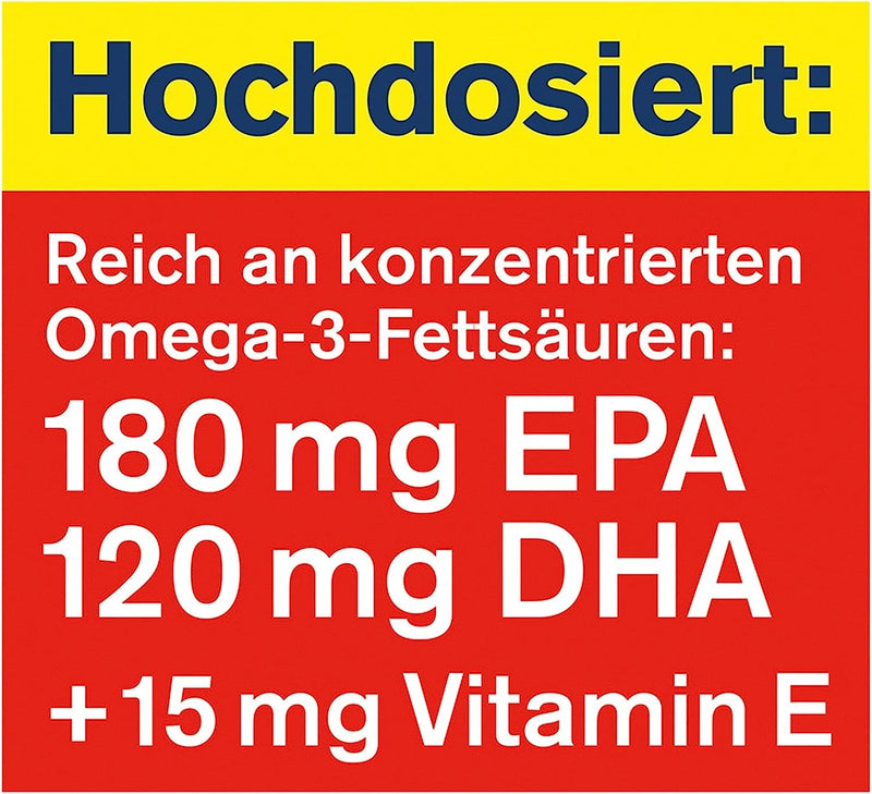 Tetesept Omega-3 1000 - Sea Fish And Salmon Oil Capsules - High Dose Omega 3 Fatty Acids Dha, Epa And Vitamin E - Supports Cardiovascular System - 1 X 80 Capsules [Dietary Supplement] - NewNest Australia