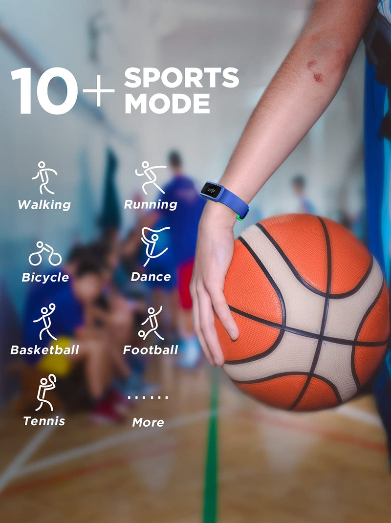 BIGGERFIVE Kids Fitness Tracker, IP68 Waterproof Activity Tracker, Heart Rate Monitor, Sleep Monitor, Pedometer, Calorie Counter, Alarm Clock, Fitness Watch for Girls and Boys Aged 5-15 Blue - NewNest Australia