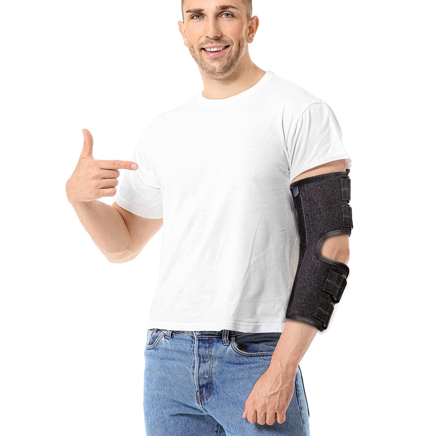 Elbow Splint Brace for Cubital Tunnel Syndrome, Adjustable Arm Ulnar Nerve  Entrapment Support, Tendonitis and Arthritis Pain Relief,Post Surgery  Immobilizer Medical Stabilizer,Fits Left & Right -L/XL L/XL