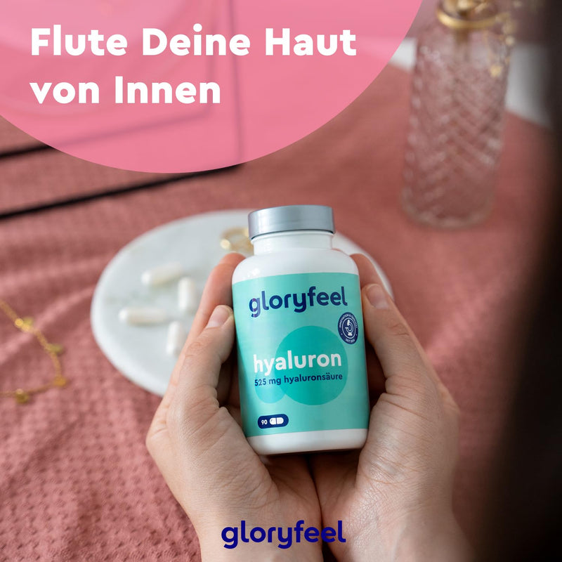 Hyaluronic acid capsules - High dose with 525mg - 500-700 kDa - 90 vegan capsules - Laboratory tested, vegan and made in Germany without additives - NewNest Australia