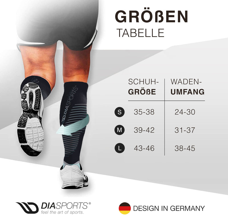 Diasports RUNSTARS compression socks for sports, running, marathon and triathlon | RUNSTARS premium compression socks with even compression and reinforced heel for women and men black/white M - NewNest Australia