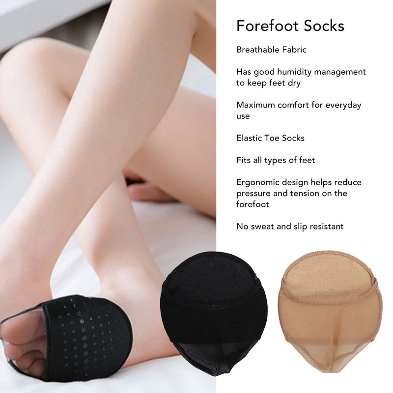 10 Pairs Toe Cap Socks With Padding, Breathable Toe Cover, Half Socks, Women'S Underside, Forefoot Cushion, Soft Cap, Protective Cover, Reusable Cushion For Women Heels, Default - NewNest Australia