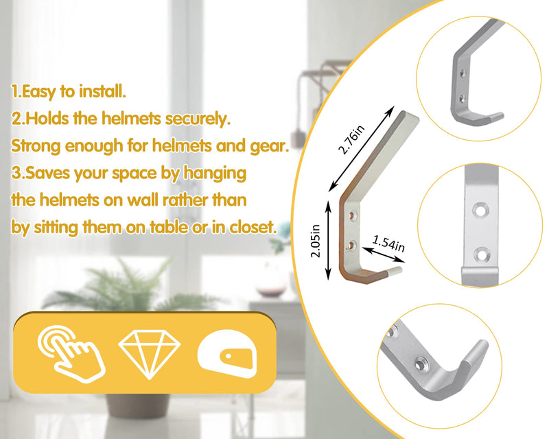 Deloky 4 Pack Motorcycle Helmet Holder Hook -Jacket Bags Wall Mount Cloth Display Rack Hook with Mounting Screws (4pcs Hook+ 8pcs Screws) - NewNest Australia