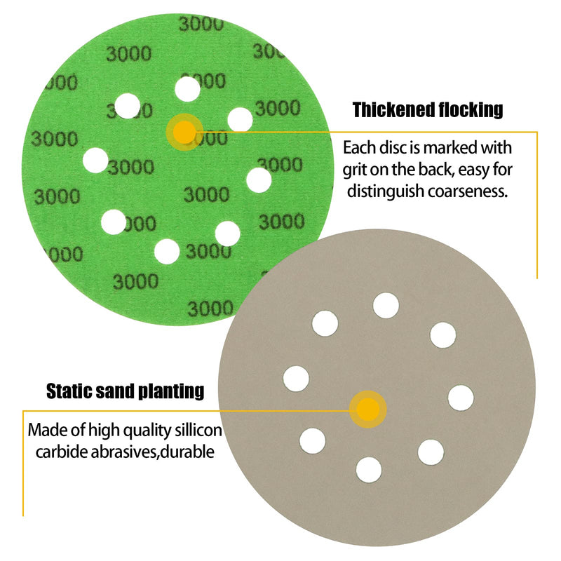 VIBRATITE 5 Inch 8 Holes Sanding Discs-70 Packs Hook and Loop Wet Dry Sandpaper 3000 Grit Random Orbital Sander for Automotive Wood Metal Plastic Sanding Polishing - NewNest Australia