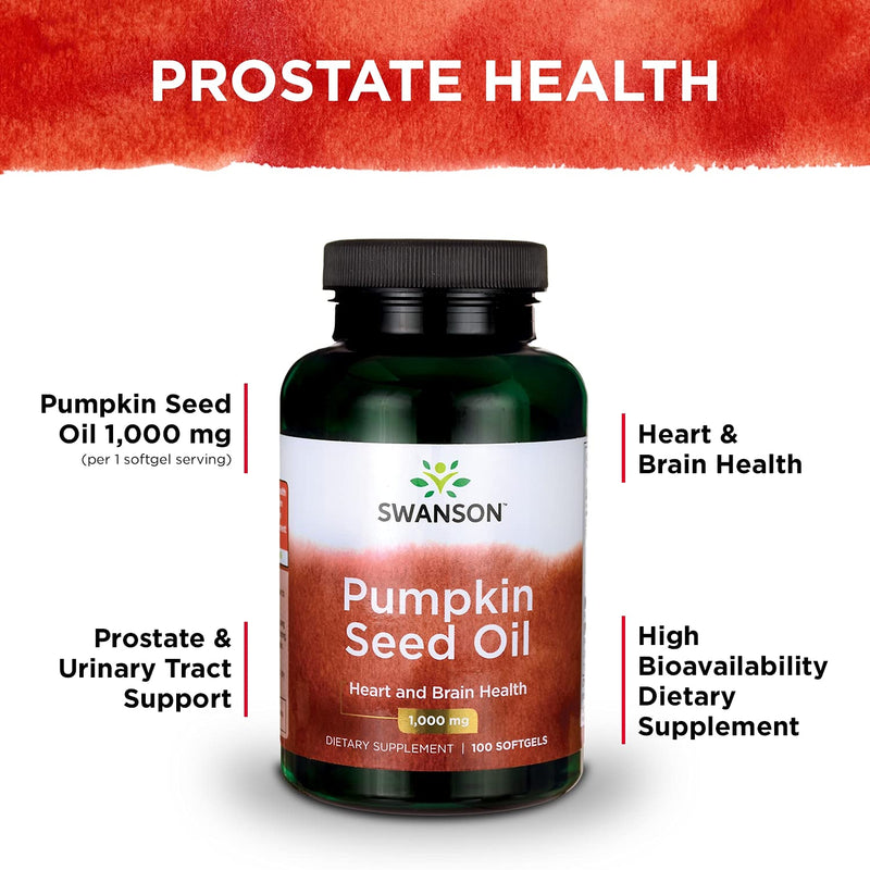 Swanson Pumpkin Seed Oil - Supports Brain Health, Heart Health, Prostate Health, and More - Combination Herbal Supplement with High Bioavailable EFAs - (100 Softgel Capsules, 1000mg Each) 1 - NewNest Australia