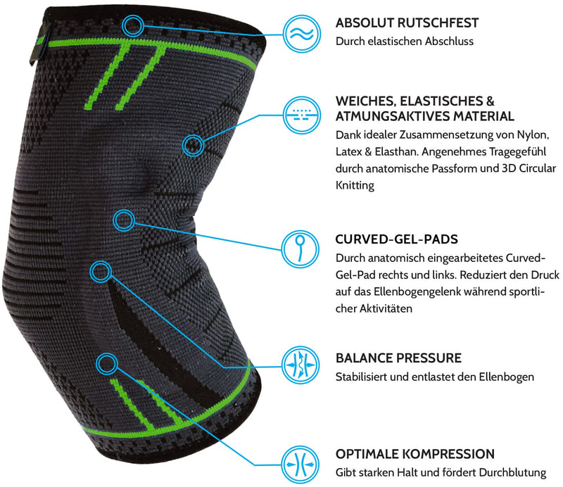 Agile Now Upgraded Elbow Support Stabilises & Protects Joints - Non-Slip Tennis Elbow Bandage With Curved Gel Pads - Suitable For All Sports Such As Tennis, Weightlifting & Golf (Xl, Green) - NewNest Australia