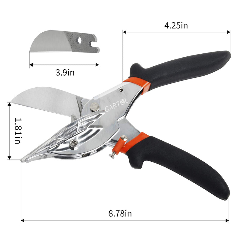 GARTOL Miter Shears- Multifunctional Trunking Shears for Angular Cutting of Moulding and Trim, Adjustable at 45 To 135 Degree, Hand Tools for Cutting Soft Wood, Plastic, PVC, with Replacement blades - NewNest Australia