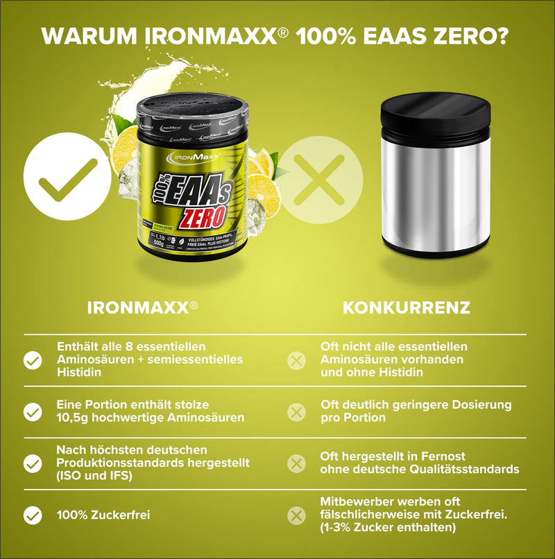 Ironmaxx 100% Eaas Zero - Ice Tea Lemon 500G Can | Eaa Powder, Vegan And Sugar-Free With All 8 Essential Amino Acids | Fruity Taste, Free Of Preservatives 500 G (Pack Of 1) - NewNest Australia
