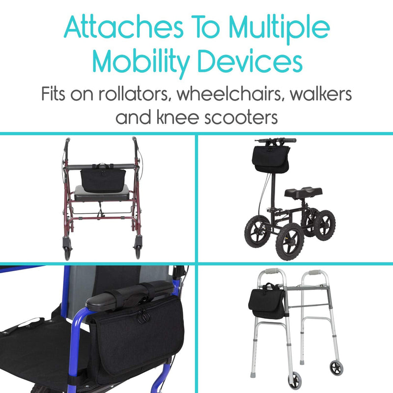Vive Wheelchair Accessories Bag - Side Arm Rest Pouch for Rollator, Walkers, Power Wheel Chairs, Scooters - Storage Organizer for Elderly, Seniors, Adults - Lightweight, Heavy Duty - NewNest Australia