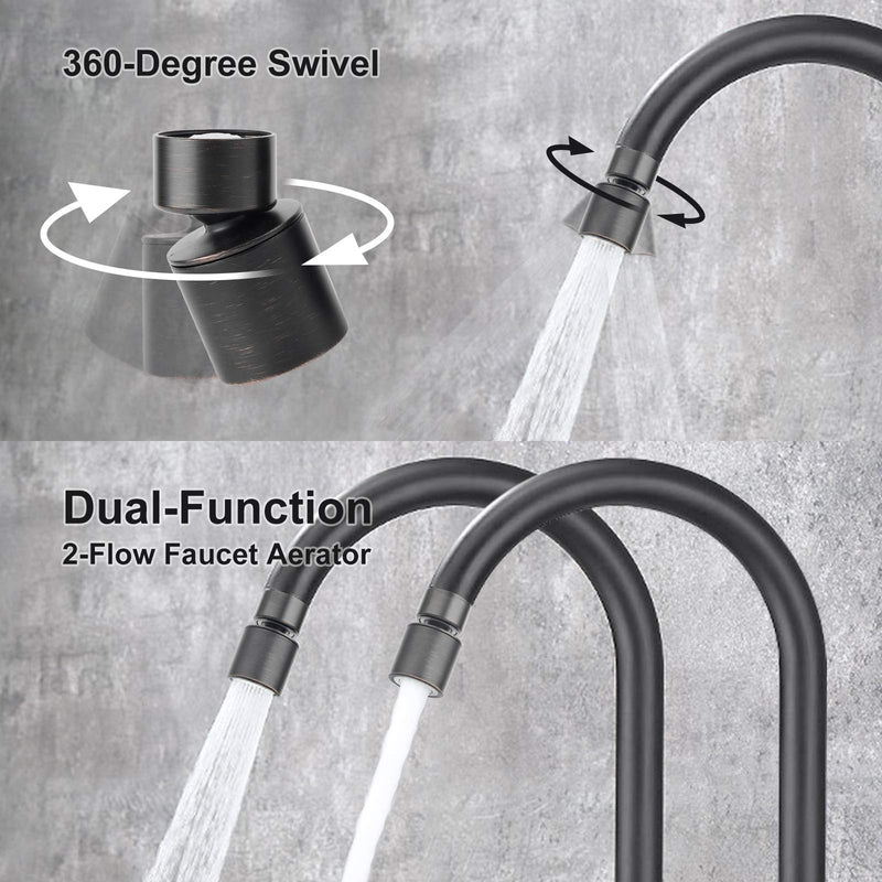 Faucet Aerator Sprayer Kitchen Sink 360° Swivel Brass Thread Dual-function 2-Flow Faucet Head Attachment Flexible Tap - Female Thread,Oil Rubbed Bronze,2.5GPM Female-55/64 Inch 27UNS-2.5GMP Oil-Rubbed Bronze - NewNest Australia