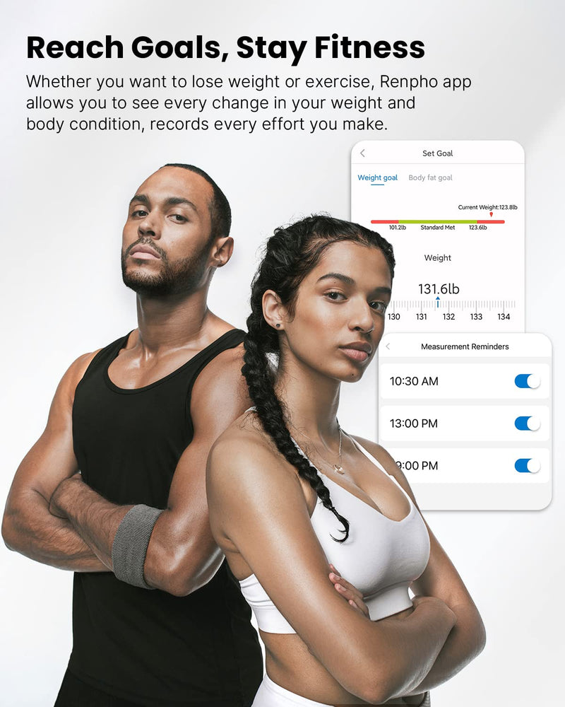 Renpho Body Fat Bathroom Scales, Bluetooth Personal Scales With App, Smart Digital Scales For Body Fat, Bmi, Weight, Muscle Mass, Water, Protein, Skeletal Muscle, Bone Weight And Bmr - NewNest Australia