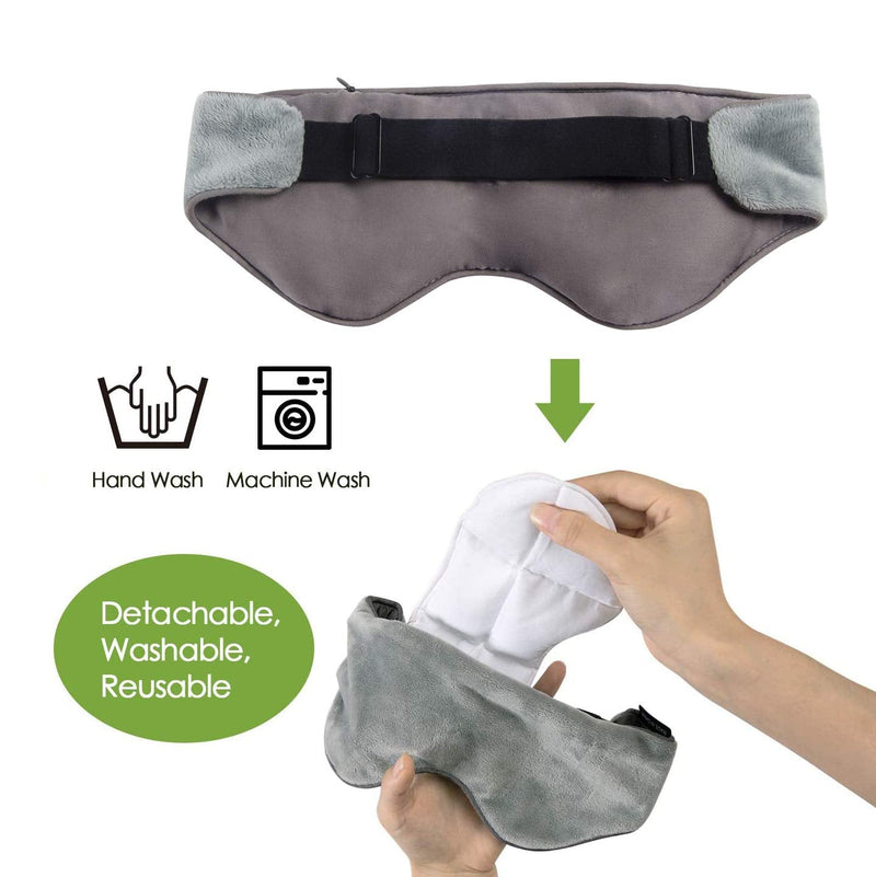 Sivio Weighted Eye Mask for Women & Men, Heatable and Freezeable Weighted Eye Pillow with Silica Beads & Adjustable Strap, Soft Breathable Cotton Eye Cover for Sleeping Faster and Better Grey - NewNest Australia