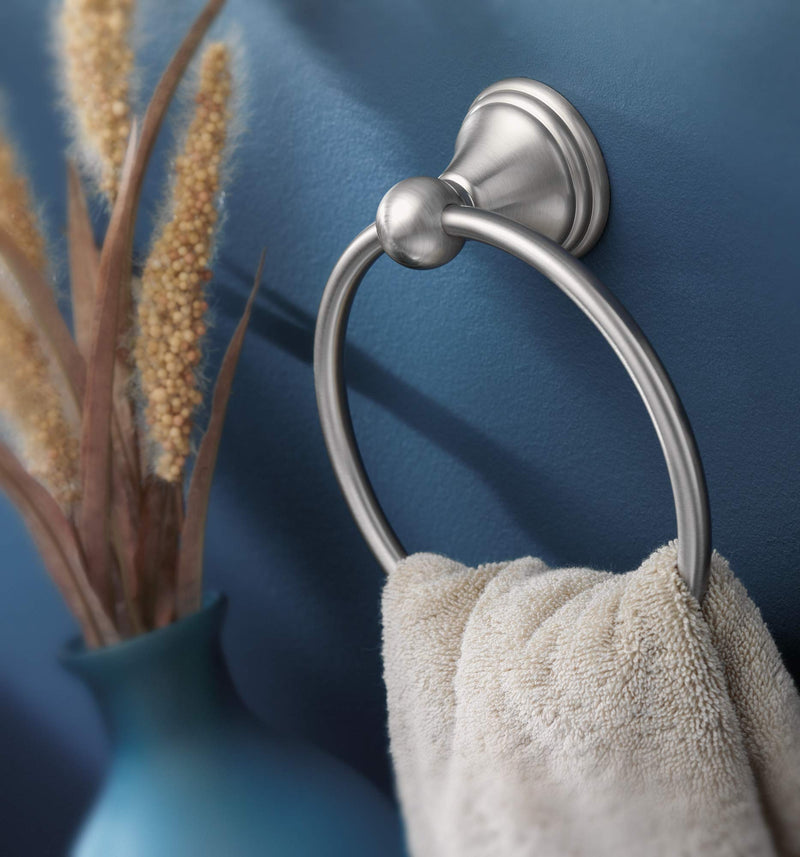 Moen DN8486BN Preston Collection Bathroom Hand Towel Ring, Spot Resist Brushed Nickel, 7 Inch - NewNest Australia