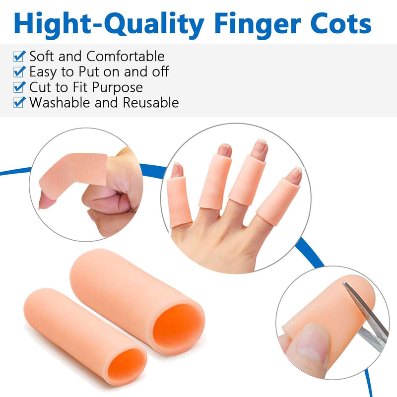 JKcare Large Finger Cots, 10 Pack Silicone Finger Sleeves Support for Trigger Finger & Arthritis - Finger Covers Protector for Cracked Finger, Corn & Callus Pain Relief - NewNest Australia