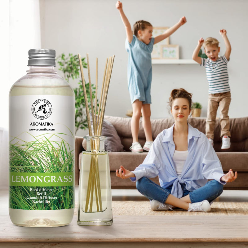 Room Fragrance Refill Lemongrass - Lemongrass 500 Ml - Refill Bottle With Natural Pure Essential Lemongrass Oil - Intensive & Long-Lasting Natural For Room - Kitchen - Best Room Air Freshener - NewNest Australia