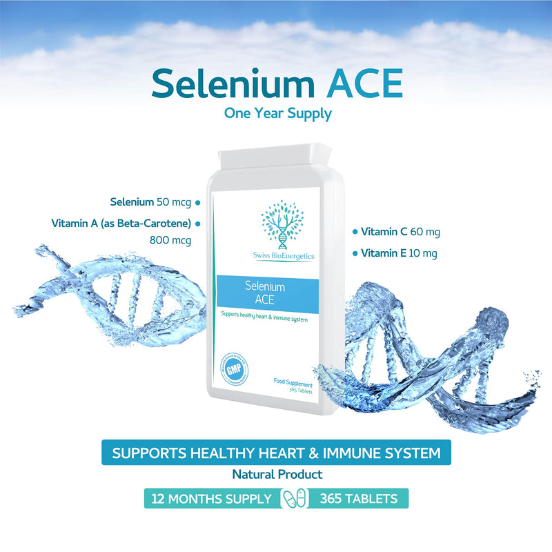 Selenium ACE 50mcg 365 Tablets - 1 Year Supply of Balanced Formula Selenium with Vitamins A, C & E – Supports The Immune System & Provides Key Antioxidants - NewNest Australia