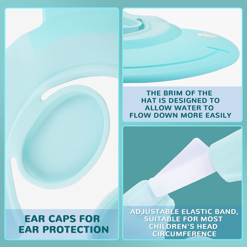 Children Bath Shower Cap Baby Shampoo Shower Cap Bath Visor Shampoo Bathing Hat Hair Washing Shield Prevent Shampoo into The Eyes and Ears for Toddlers Kids Infants (Blue) Blue - NewNest Australia