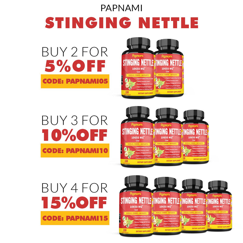 Stinging Nettle Root Extract Capsules Equivalent to 10650MG, Highest Potency Plus Complex, 5 Months Supply | Prostate Health Supplements for Men| Promotes Urinary Tract Health, Blood Pressure Support - NewNest Australia