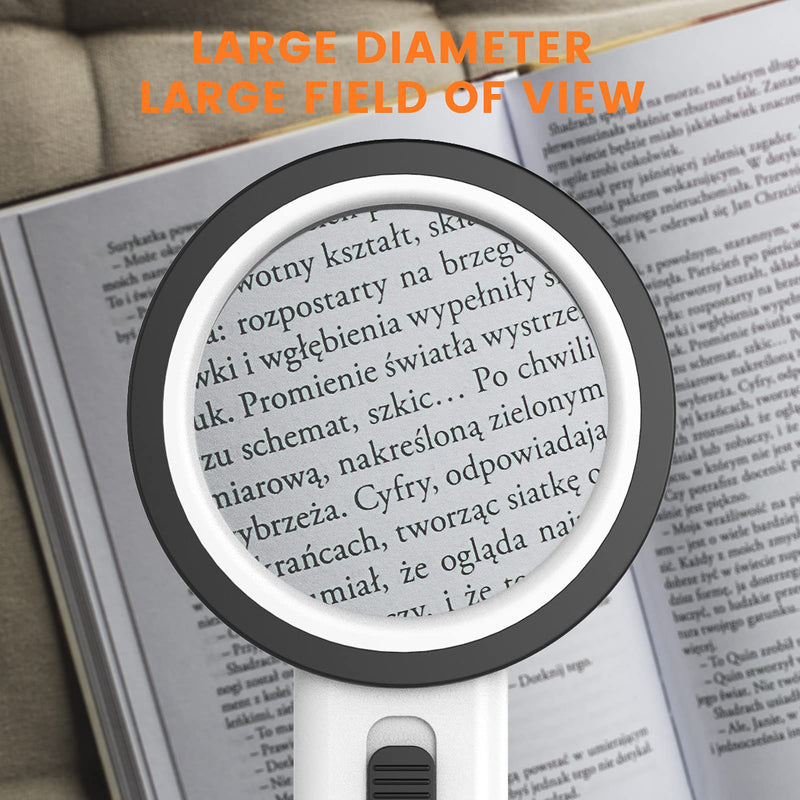 Magnifying Glass with Light, 30X Handheld Large Magnifying Glass 12 LED Illuminated Lighted Magnifier for Macular Degeneration, Seniors Reading, Soldering, Inspection, Coins, Jewelry, Exploring(White) - NewNest Australia