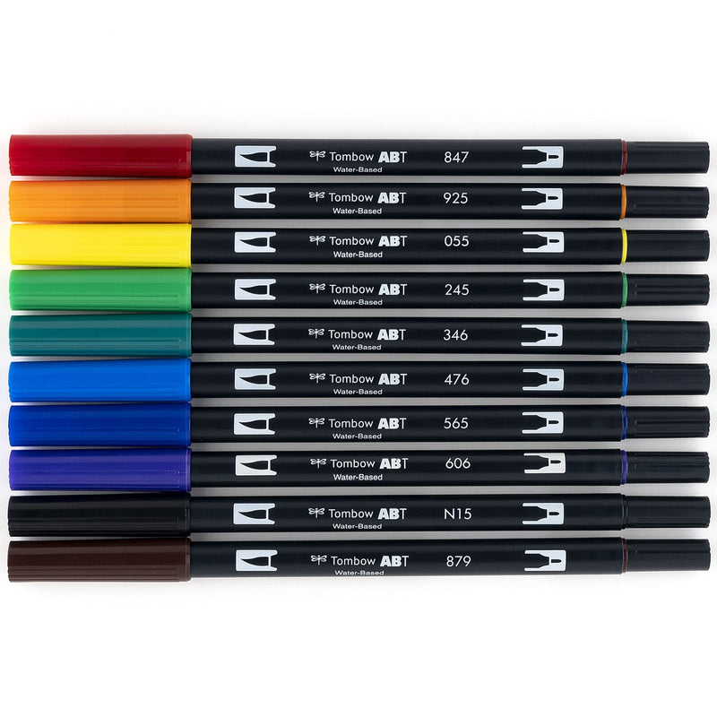 Tombow 56167 Dual Brush Pen Art Markers, Primary, 10-Pack. Blendable, Brush and Fine Tip Markers 1-Pack - NewNest Australia