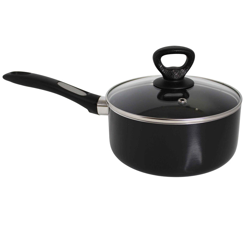 Mirro A79721 Get A Grip Aluminum Nonstick Sauce Pan with Glass Lid Cover Cookware, 1-Quart, Black - - NewNest Australia