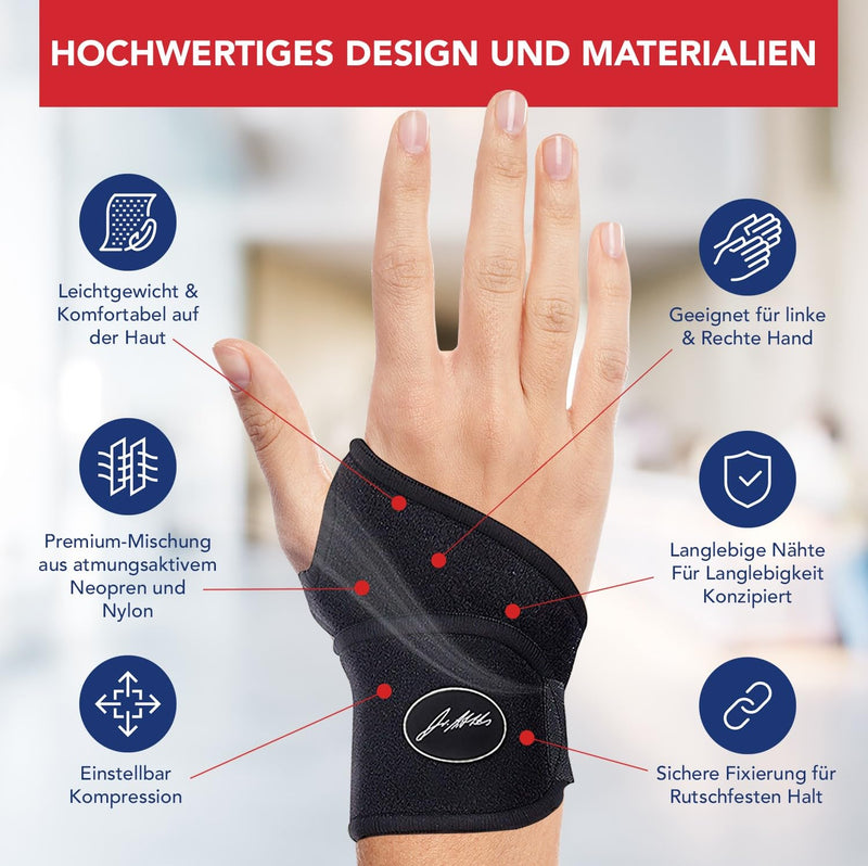 Dr. Arthritis Wrist Bandage, Including Doctor'S Handbook, Wrist Support With Copper Fibers, Wrist Bandages For Left And Right-Handed Users, Wrist Bandage (Black, Single Pack) - NewNest Australia