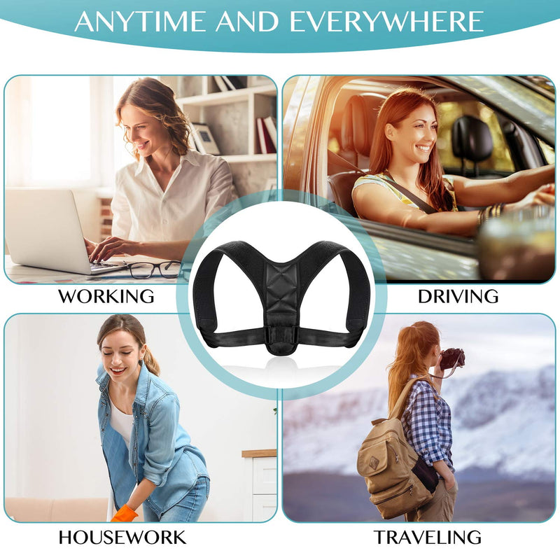 Posture corrector Back brace for Men Women Spine straightener Upper body alignment pain relief Hunchback Correction Clavicle Support for Back Neck & Shoulder (Black) Black M - NewNest Australia
