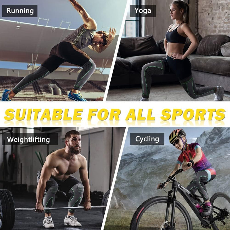 beister 1 Pair Full Leg Compression Sleeves for Women & Men, Extra Long Leg & Calf Braces Knee Sleeve for Basketball, Football, Running, Working Out, Arthritis Green M - NewNest Australia