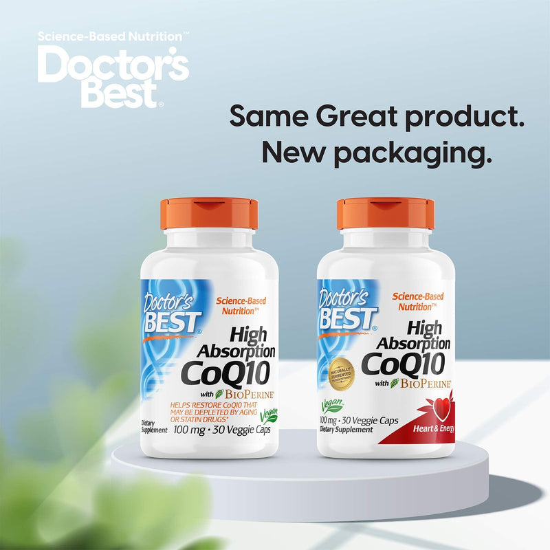 Doctor's Best High Absorption CoQ10 with BioPerine, Vegan, Gluten Free, Naturally Fermented, Heart Health & Energy Production, 100 mg 30 Veggie Caps 30 Count (Pack of 1) - NewNest Australia