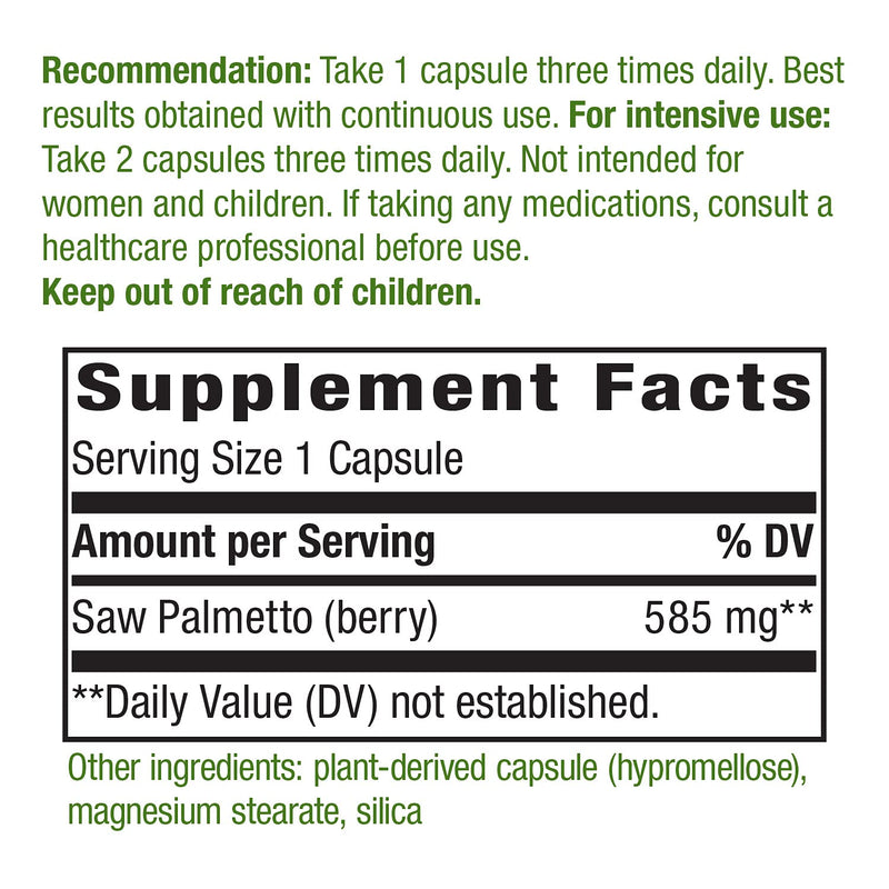 Nature's Way Saw Palmetto Berries; 585 mg; Non-GMO Project Verified; TRU-ID Certified; 180 Capsules - NewNest Australia