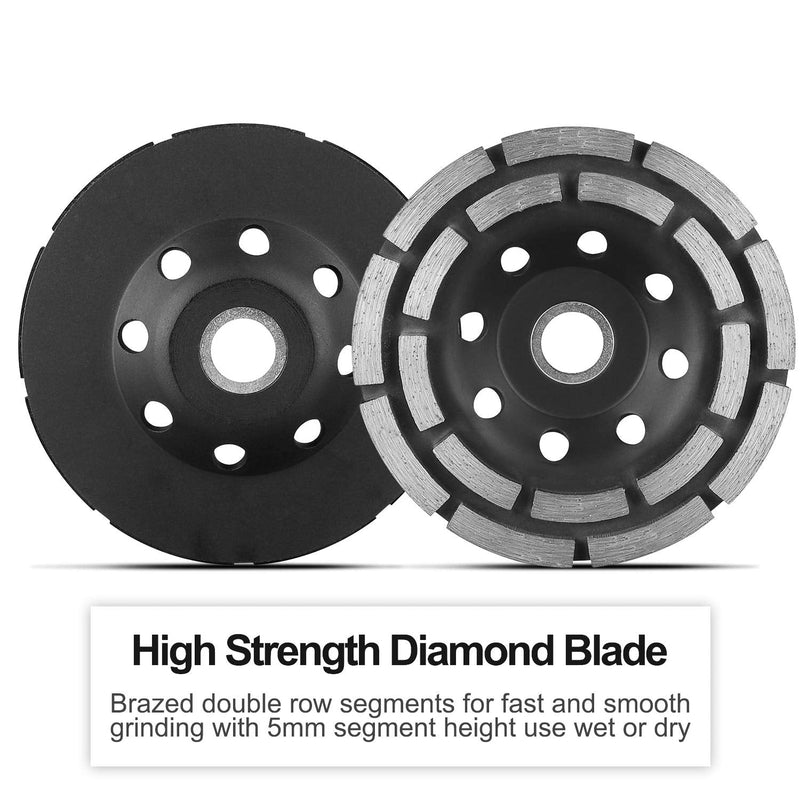 EEEKit 4-1/2-Inch Double-Row Diamond Cup Surface Grinding Wheel for Angle Grinder Polishing and Stone Cement Marble Rock Granite Concrete Cleaning 4.5 inch - Black - NewNest Australia