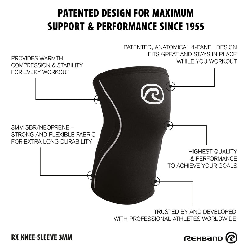 Rehband Knee Support 3 Mm Neoprene, Lightweight Knee Support For Men And Women, Bandage Knee For Endurance Sports, Breathable Sports Bandage, Colour: Black, 1 Pair, Size: L - NewNest Australia