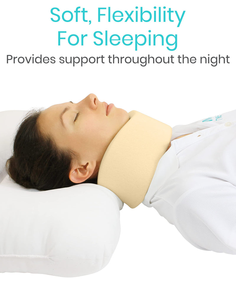 Vive Neck Brace - Foam Cervical Collar - Vertebrae Whiplash Wrap Aligns and Stabilizes Spine - Adjustable Spinal Support Can Be Used While Sleeping and Relieves Pain, Pressure 1 Count (Pack of 1) Beige - NewNest Australia
