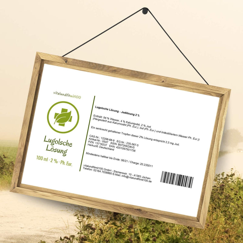 Lugol's solution 100ml 2% original recipe in pharmaceutical purity (Ph. Eur.) - bottled in brown glass - Lugol's iodine solution by vitalundfitmit100 with high-quality pipette - NewNest Australia