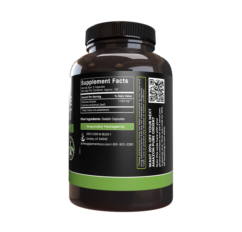 Pure Original Ingredients Artichoke Extract (365 Capsules) No Magnesium Or Rice Fillers, Always Pure, Lab Verified 365 Count (Pack of 1) - NewNest Australia
